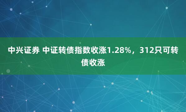 中兴证券 中证转债指数收涨1.28%，312只可转债收涨